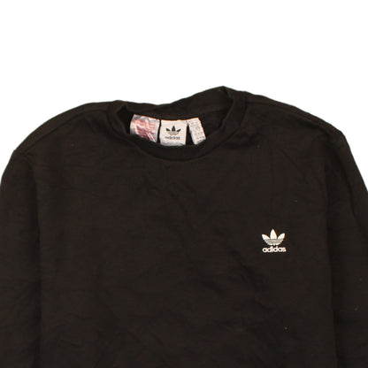 Adidas Boys Black Crew Neck Pullover Sweatshirt 15-16 Years Fleece Logo