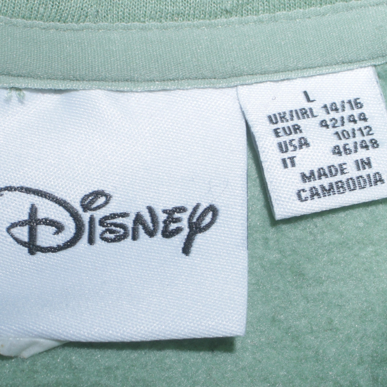 Womens UK Size L Disney Green Pullover Hoodie