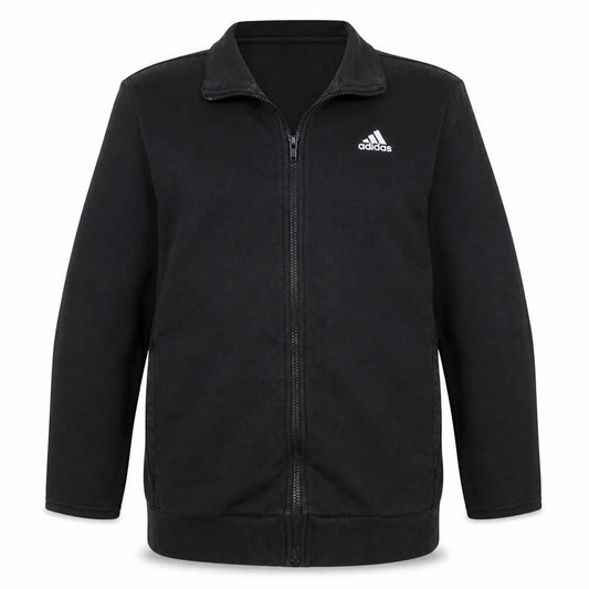 Front view of adidas Men's Black Medium Sport Essentials Track Jacket