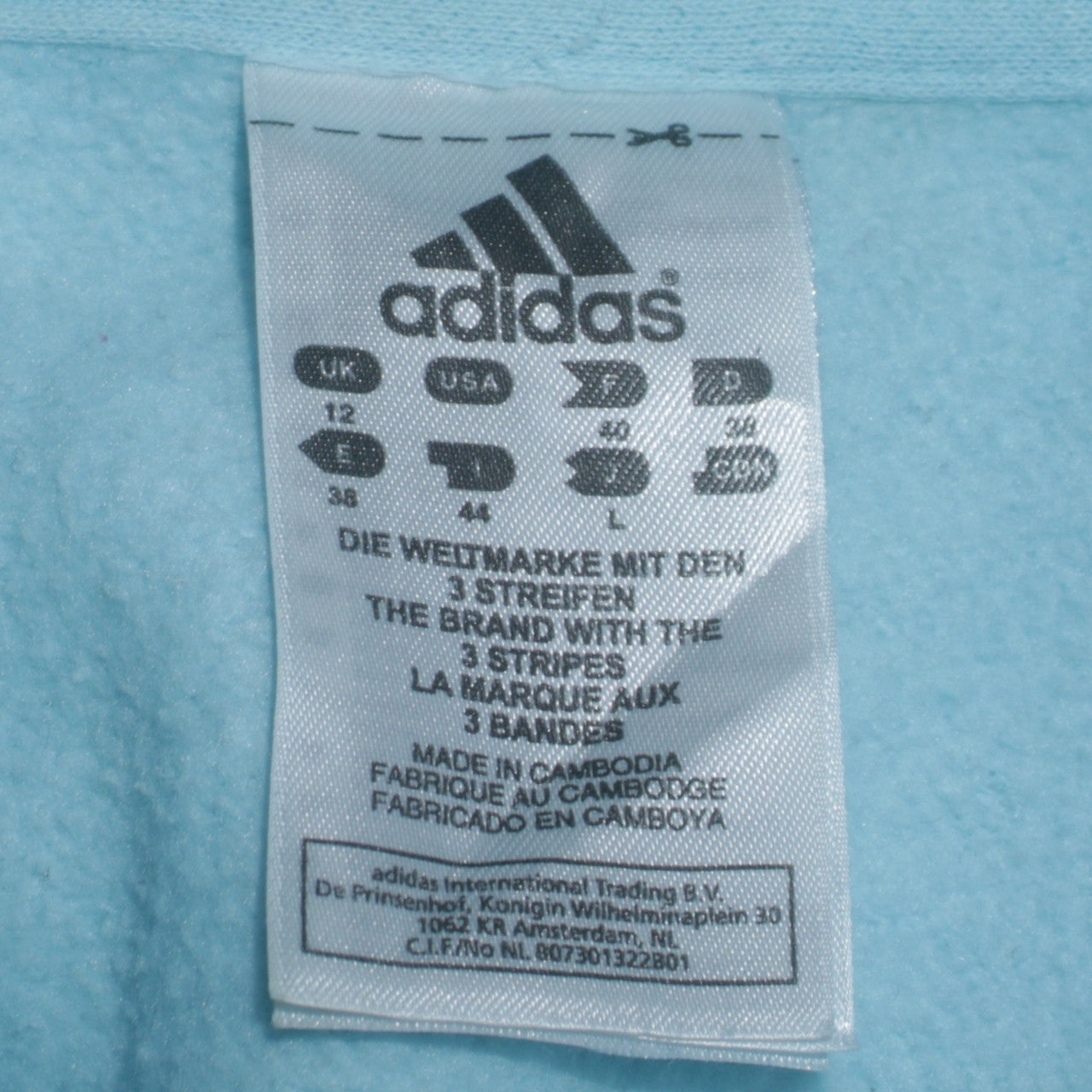Womens UK Size 12 adidas Blue Full Zip Hoodie