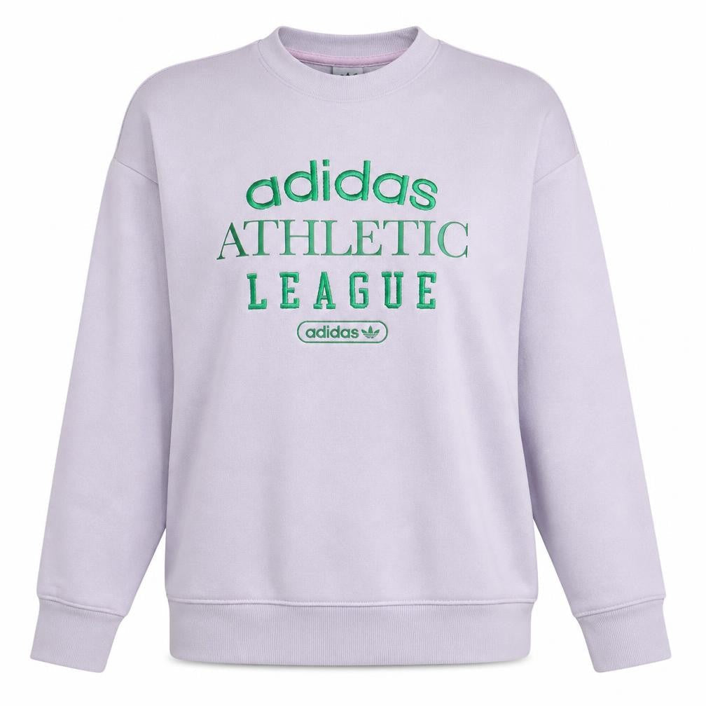 Front view of Adidas Women White Athletic League Sweatshirt UK 10 Crew Neck