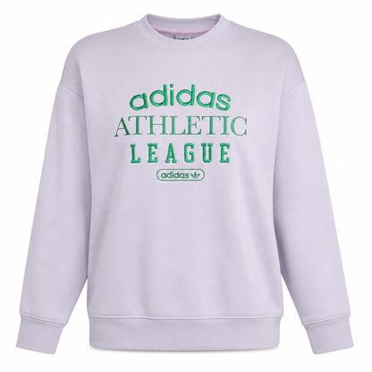 Front view of Adidas Women White Athletic League Sweatshirt UK 10 Crew Neck