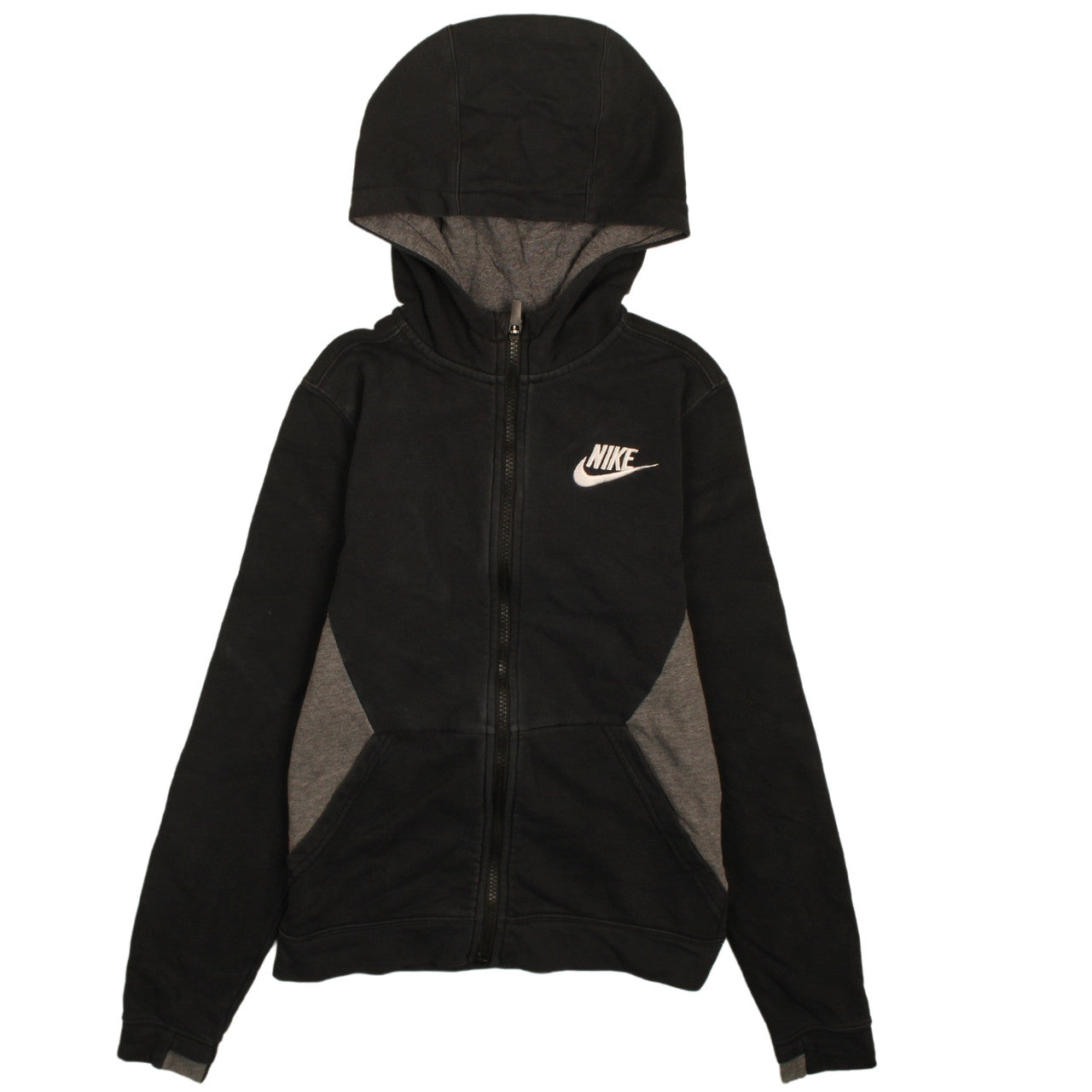 Nike Boys Black Full Zip Fleece Hoodie Size L with Logo