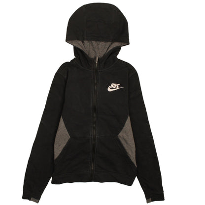 Nike Boys Black Full Zip Fleece Hoodie Size L with Logo