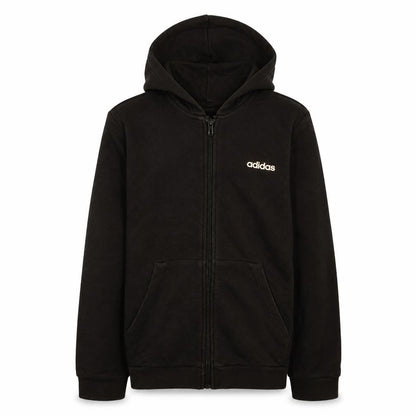 Front view of Adidas boys’ black full zip hoodie 12-13 years hooded sweatshirt