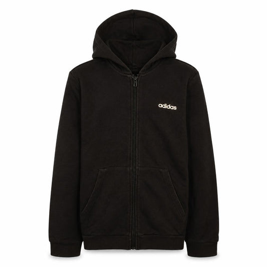 Front view of Adidas boys’ black full zip hoodie 12-13 years hooded sweatshirt