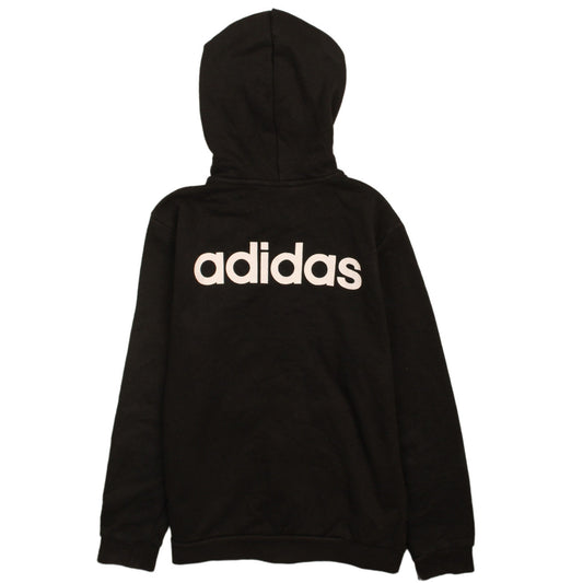 Adidas Boys Black Full Zip Hoodie 12-13 Years Hooded Sweatshirt