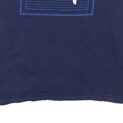 Puma Men's Blue Graphic Print Crew Neck Cotton T-Shirt Size M