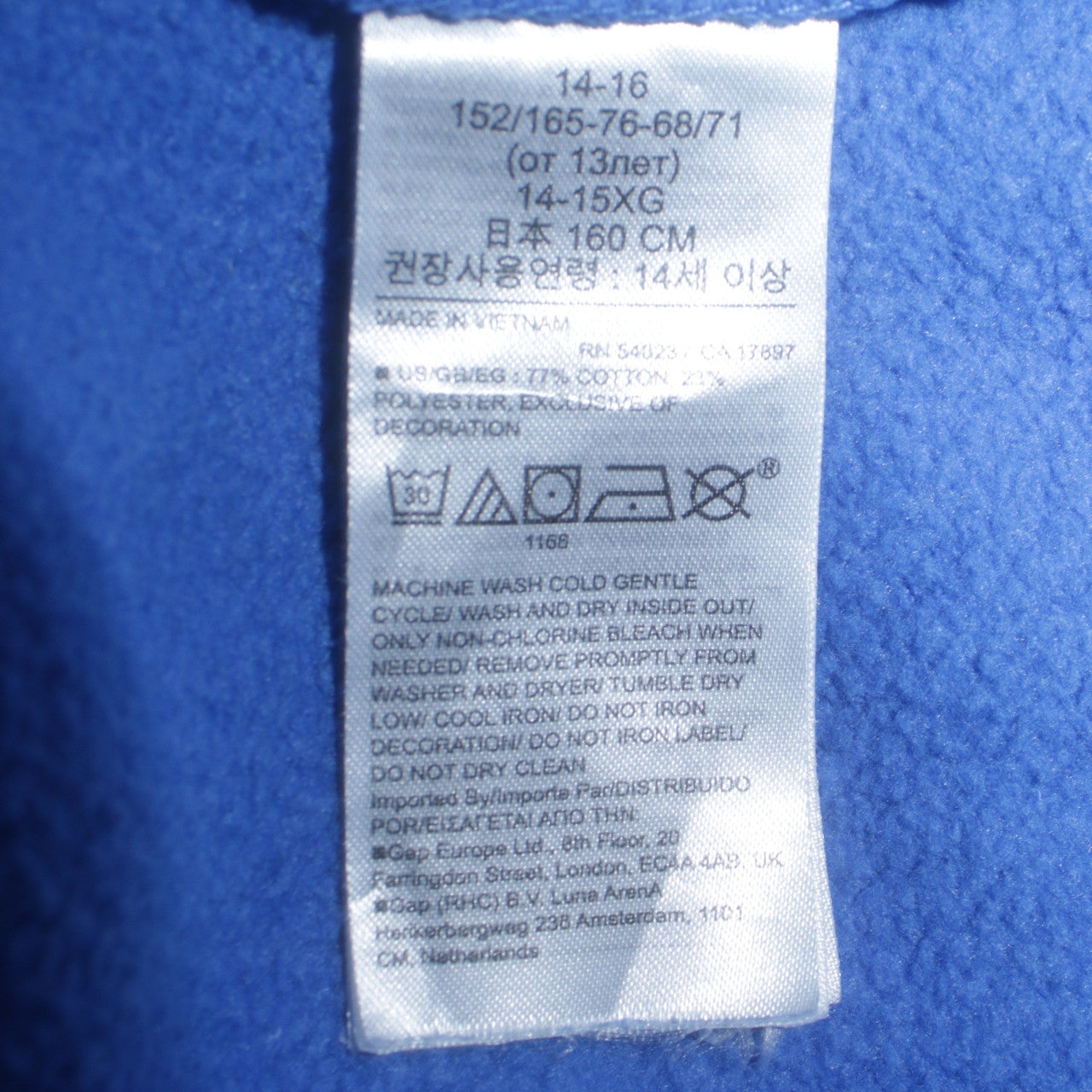 Boys UK Size 14-15 Years Gap Blue Pullover Hoodie