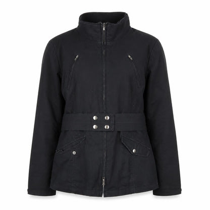 Dalia Collection Women's Black Belted Cotton Jacket Size 8