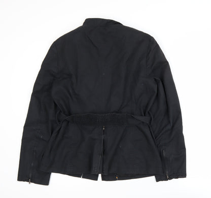 Dalia Collection Women's Black Belted Cotton Jacket Size 8