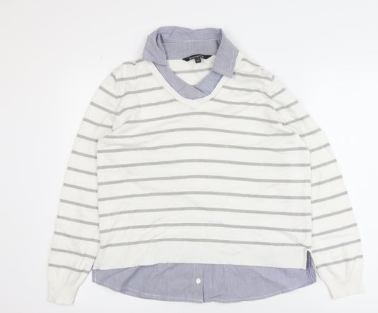 Womens UK Size 14 Bonmarché White Layered Button-Up