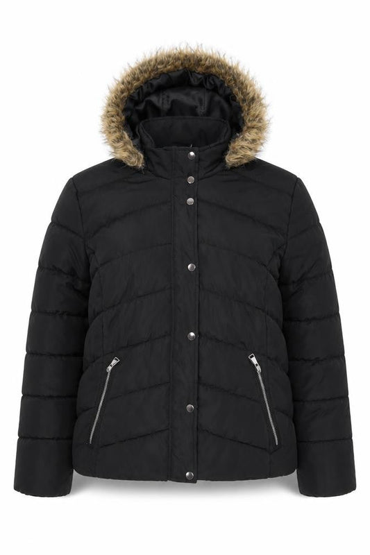 Womens UK Size 18 PRETTYLITTLETHING Black Puffer Jacket