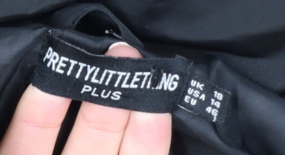 Womens UK Size 18 PRETTYLITTLETHING Black Puffer Jacket