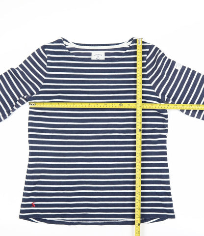 Joules Womens Blue Striped Long Sleeve Cotton Nautical T-Shirt UK 12