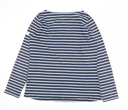 Joules Womens Blue Striped Long Sleeve Cotton Nautical T-Shirt UK 12