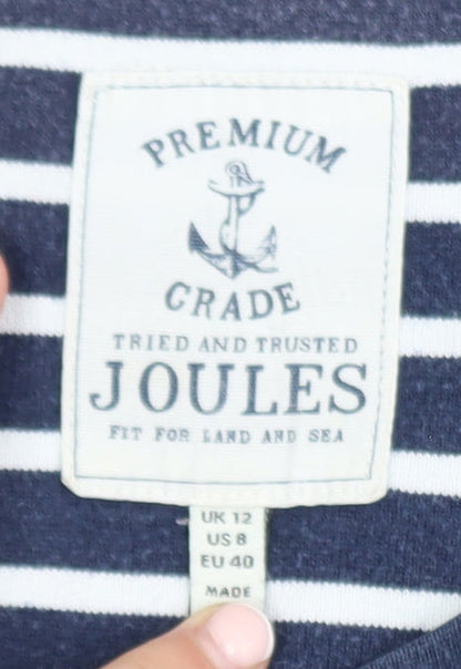 Joules Womens Blue Striped Long Sleeve Cotton Nautical T-Shirt UK 12