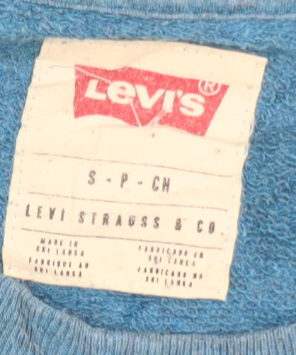 Levi's Men's Blue Cotton Blend Crew Neck Pullover Jumper Size S