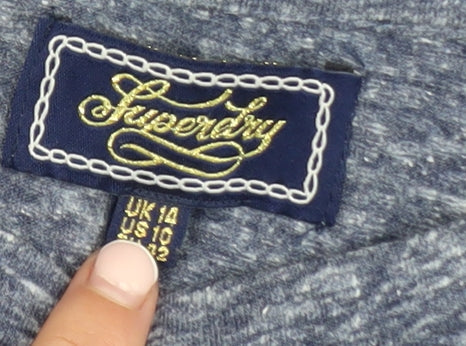 Womens UK Size 14 Superdry Blue Basic T-Shirt