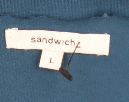 Womens UK Size L Sandwich Blue Basic T-Shirt