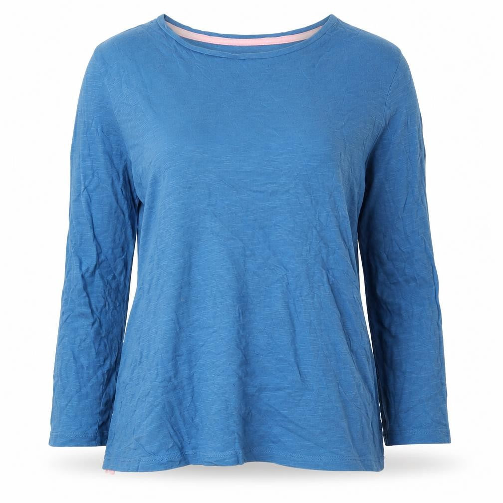 Front view of Crew Clothing Women's Blue 3/4 Sleeve Cotton Top, size 10