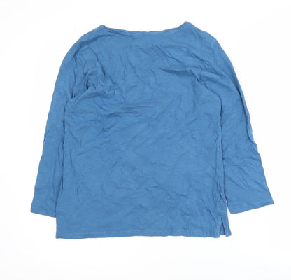 Crew Clothing Company Women's Blue 3/4 Sleeve Cotton Top Size 10