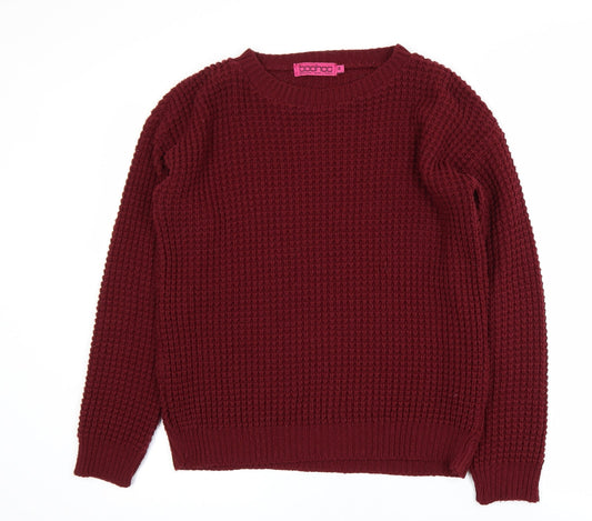 Womens UK Size M Boohoo Red Pullover Jumper