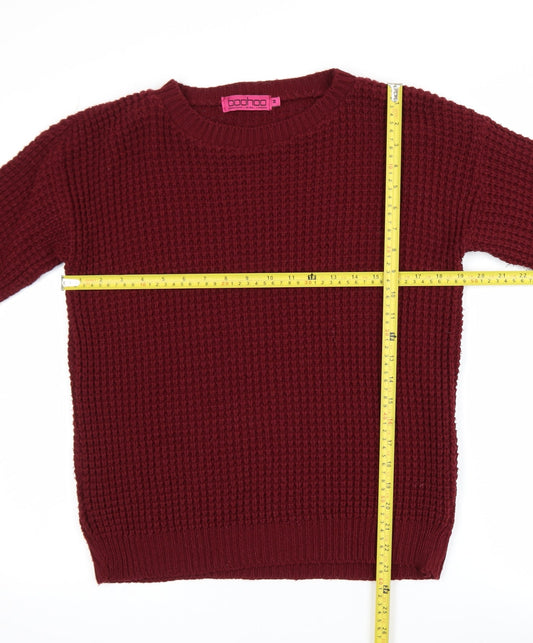 Womens UK Size M Boohoo Red Pullover Jumper