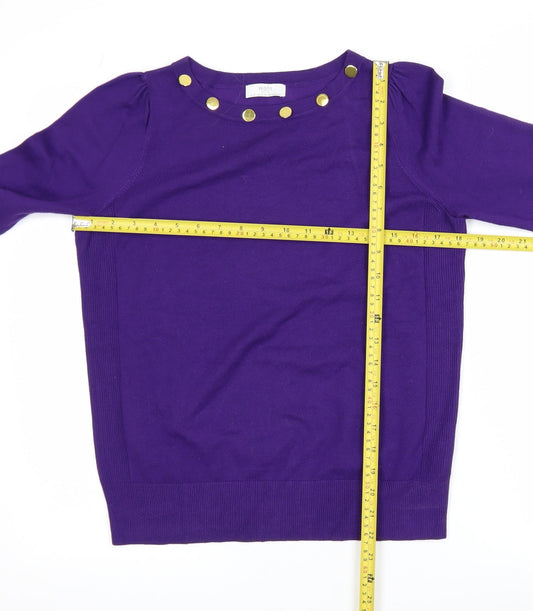 Wallis Women Purple Petite S Button Boat Neck Jumper