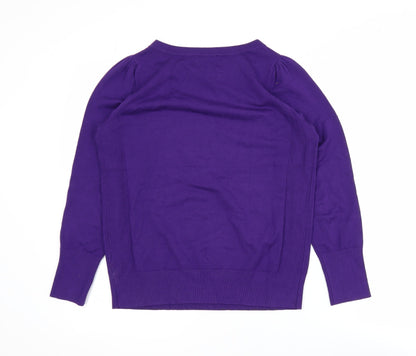 Wallis Women Purple Petite S Button Boat Neck Jumper