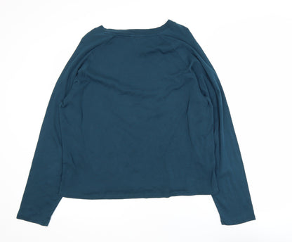 Hush Women's Blue Long Sleeve Cotton Crew Neck T-Shirt M