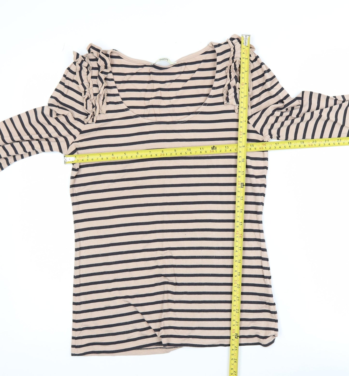 Womens UK Size M Oasis Beige Basic T-Shirt