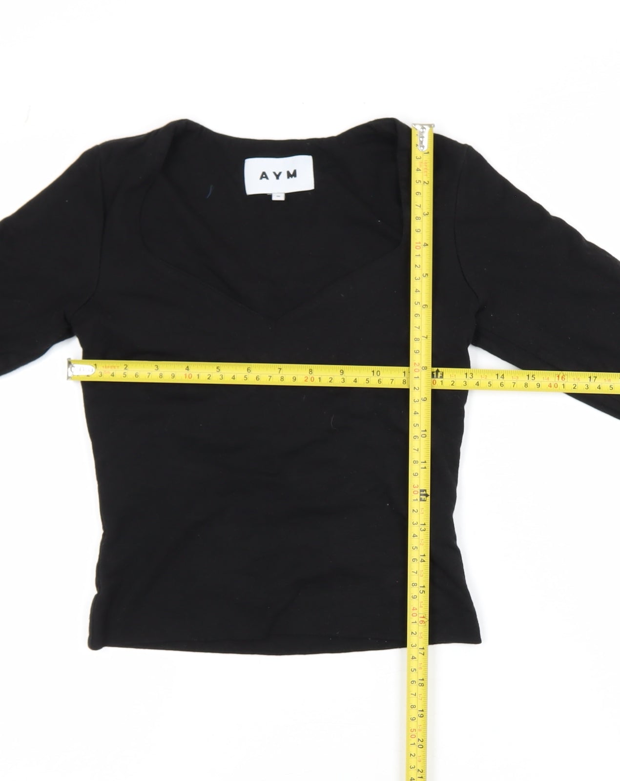 Womens UK Size M AYM Black Cropped Blouse
