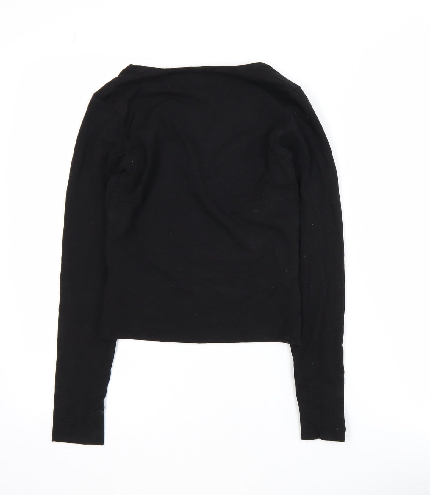 Womens UK Size M AYM Black Cropped Blouse