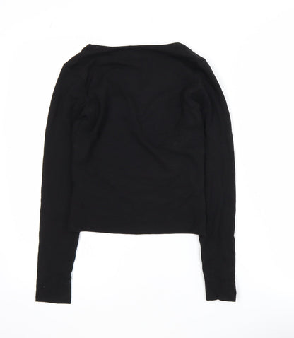 Womens UK Size M AYM Black Cropped Blouse