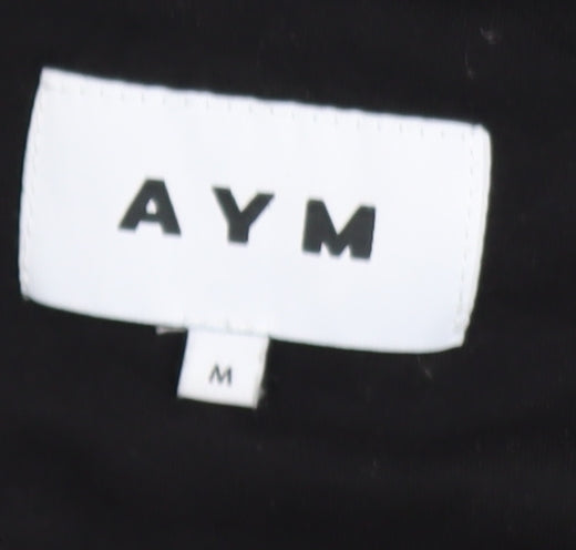 Womens UK Size M AYM Black Cropped Blouse