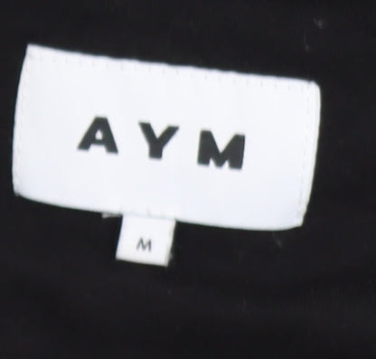 Womens UK Size M AYM Black Cropped Blouse