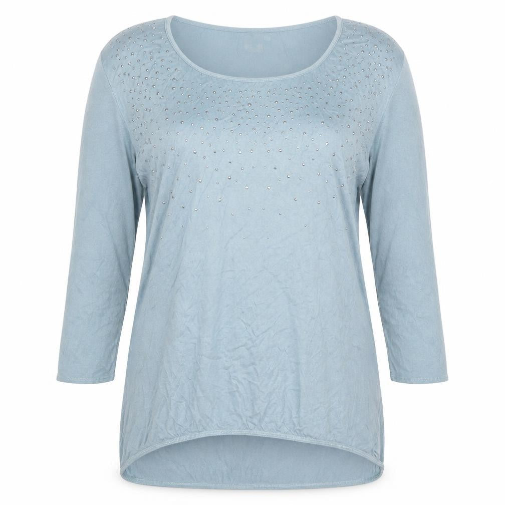 Womens UK Size 10 Cotton Traders Blue Basic T-Shirt