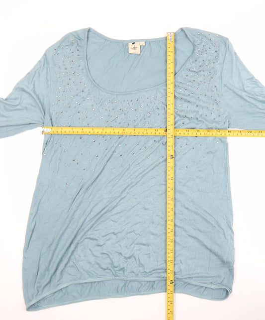 Womens UK Size 10 Cotton Traders Blue Basic T-Shirt