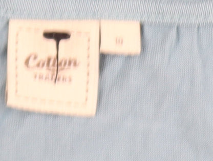 Womens UK Size 10 Cotton Traders Blue Basic T-Shirt