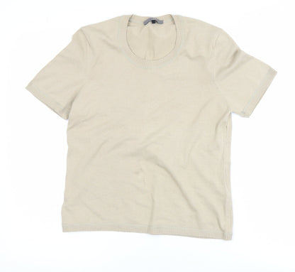 Womens UK Size M Jaeger Beige Basic T-Shirt