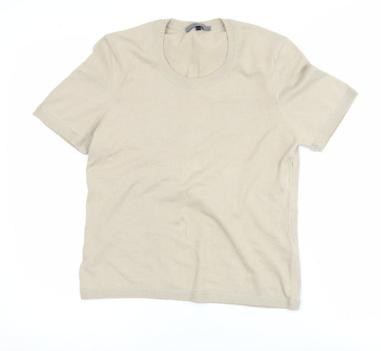 Womens UK Size M Jaeger Beige Basic T-Shirt