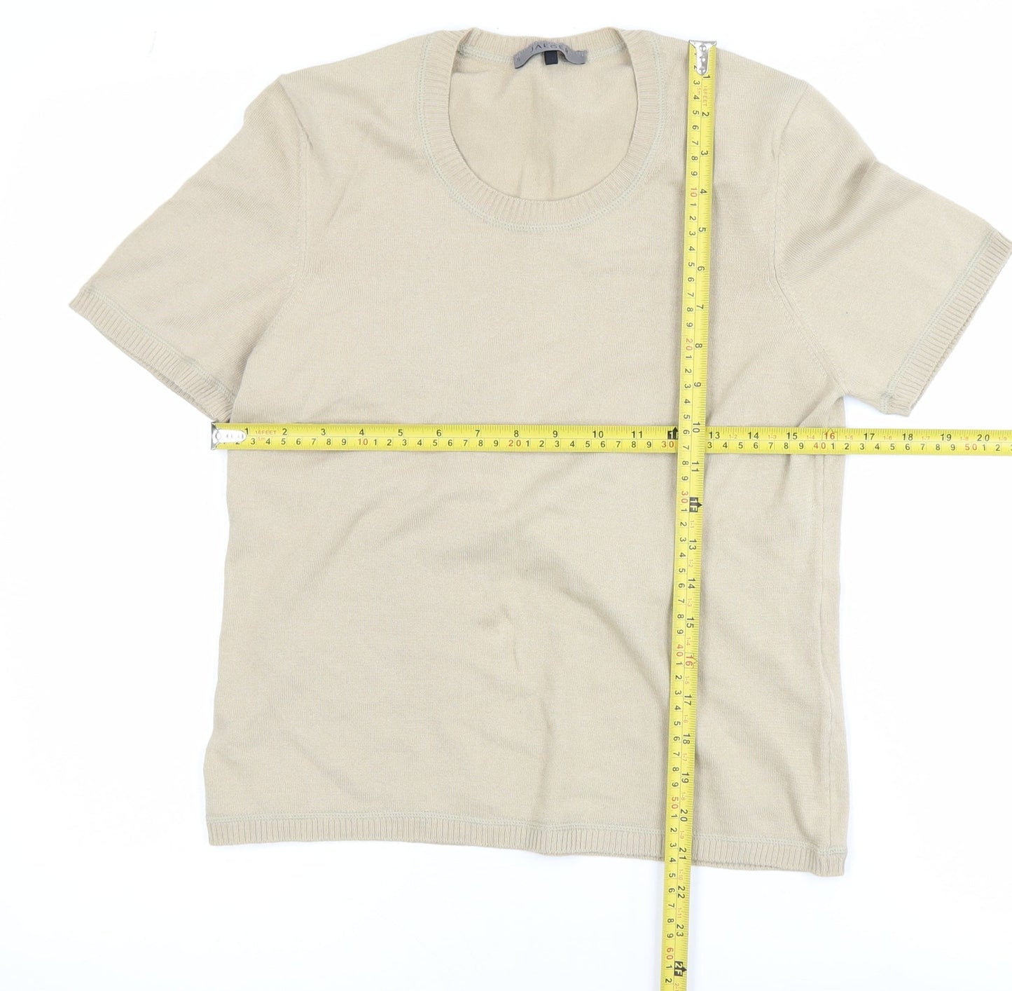 Womens UK Size M Jaeger Beige Basic T-Shirt