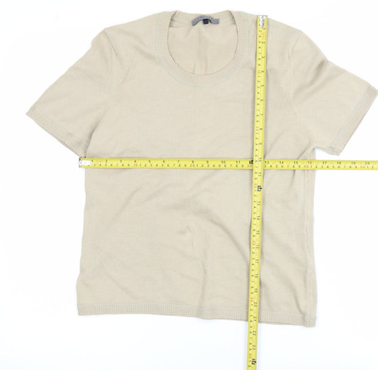 Womens UK Size M Jaeger Beige Basic T-Shirt
