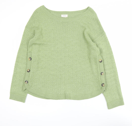 Womens UK Size 12 Fat Face Green Pullover Jumper