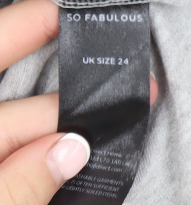 Womens UK Size 24 So Fabulous Grey Basic T-Shirt