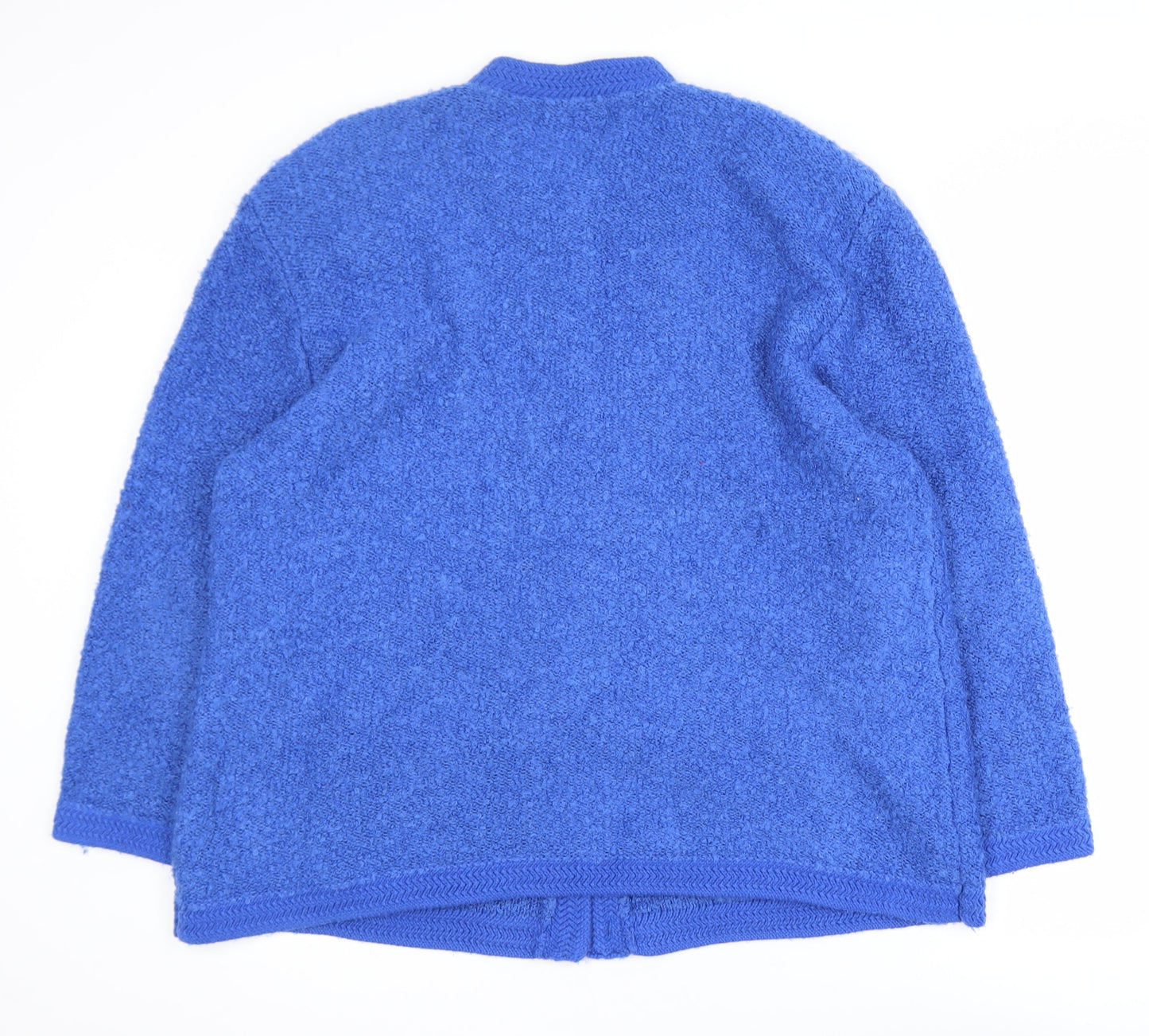 Poppy Womens Blue Long Sleeve Chunky Knit Acrylic Cardigan UK22