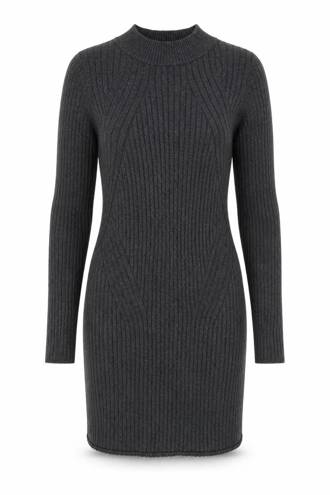 New Look Women Grey Knit Bodycon Dress Size 12 Long Sleeve
