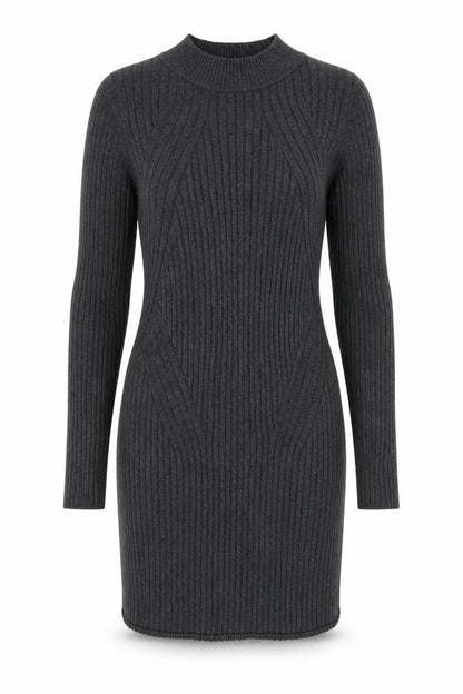New Look Women Grey Knit Bodycon Dress Size 12 Long Sleeve