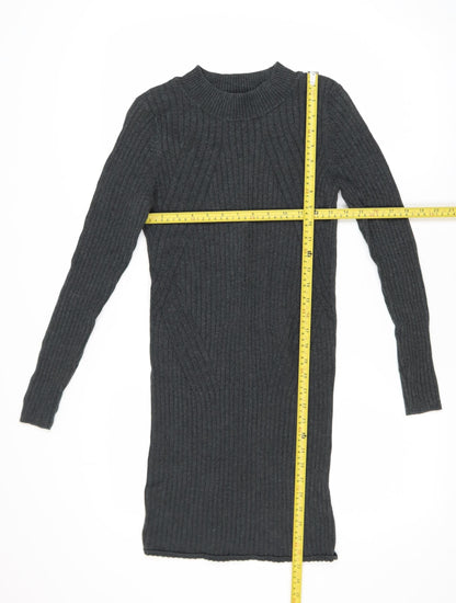 New Look Women Grey Knit Bodycon Dress Size 12 Long Sleeve
